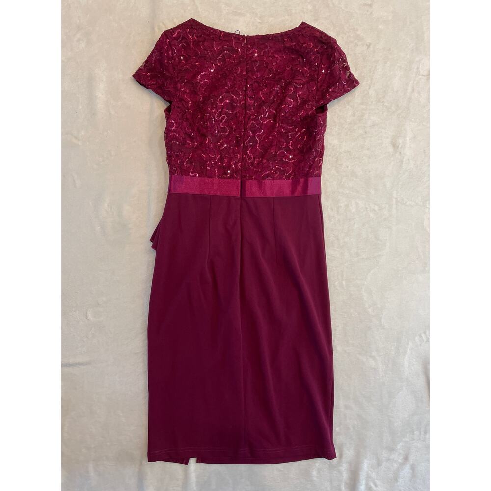 NWT MIUSOL Sequin Party Cocktail Midi Dress L Sweetheart Neck Cap Sleeve Maroon - Picture 11 of 13